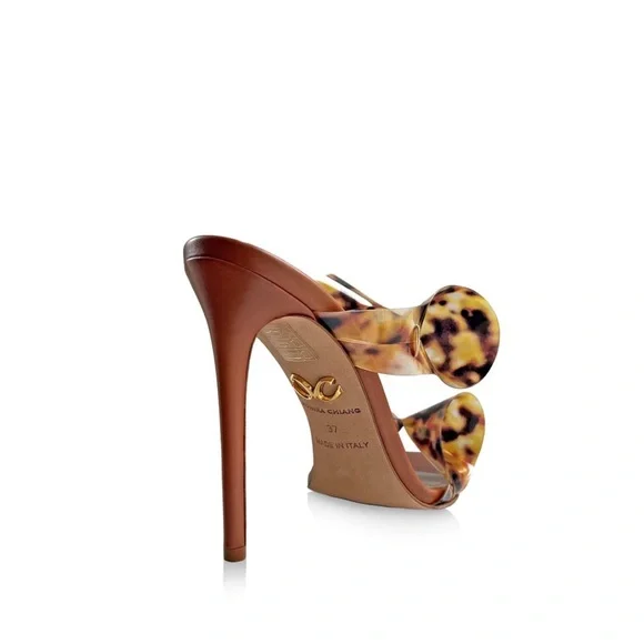 ❤️Monika Chiang Klara Brown Leather & Tortoise PVC Sandals - Picture 5 of 12